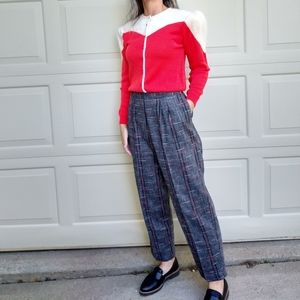 VINTAGE 1980's TROUSERS colorshot pants S M (B1)